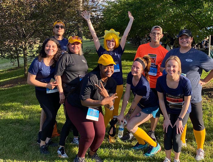 group of employees in athletic attire